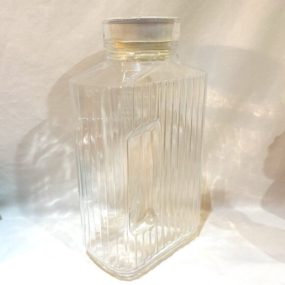 VTG 2 Quart ARC FRANCE Clear Glass Ribbed Rectangle Water Carafe PITCHER 64 oz - Picture 2 of 6
